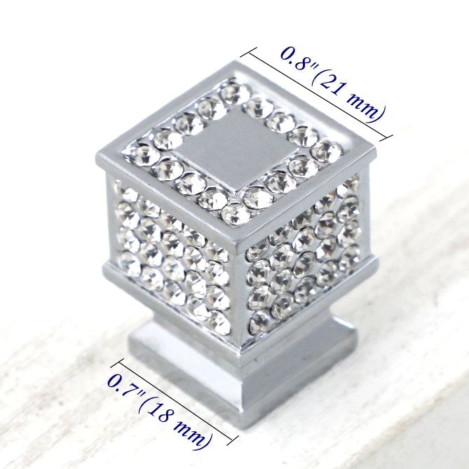 Crystal Drawer Pulls, Rhinestone Cabinet Knobs, Polished Chrome, Gold, Round, Cylinder, Square