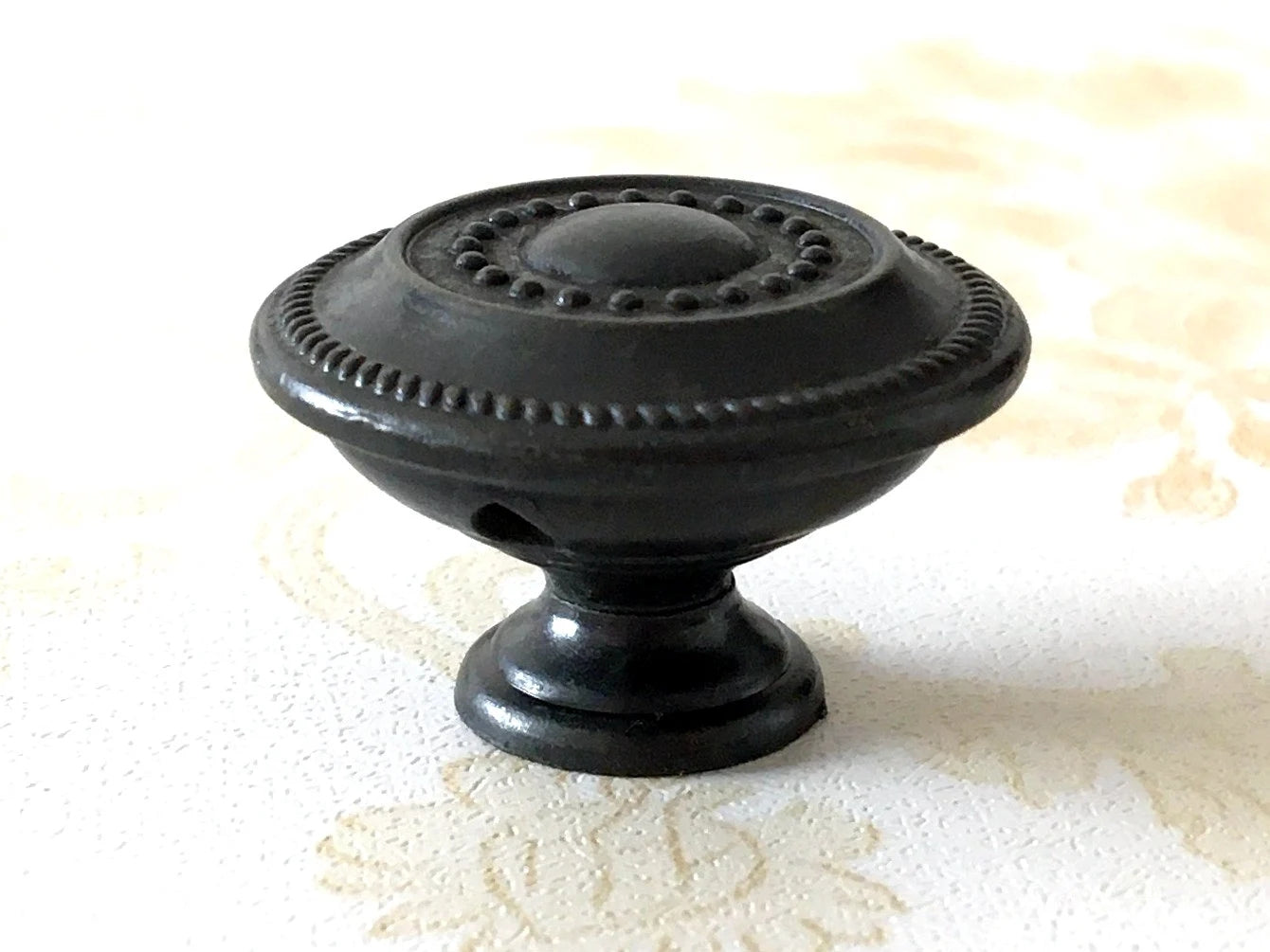Vintage Look Drawer Knobs, 1.25" Diameter, Antique Black Bronze Brass