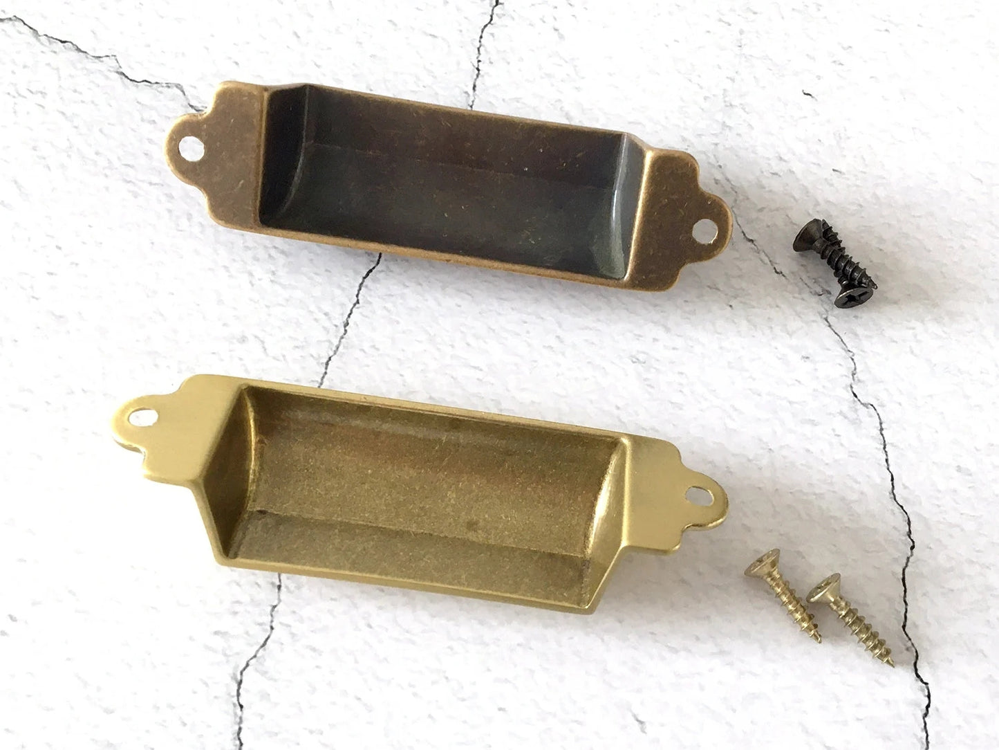 2.8" Centers Vintage Style Brass Drawer Pull Front Screw, Cup Handles, Antique Bronze, 72 mm Holes