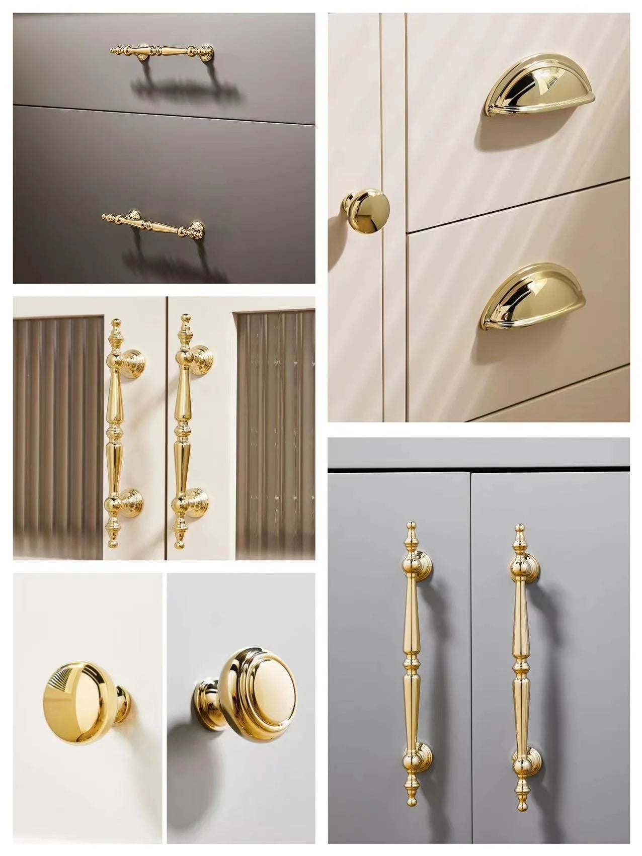 Polished Gold Brass Cabinet Bar Pulls European Style Luxury Shiny
