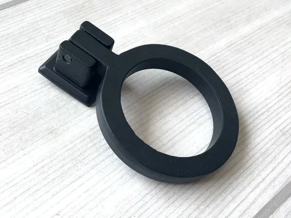 Drop Ring Drawer Pulls, Circle Cabinet Knobs, Matte Black, Rectangular, Clover