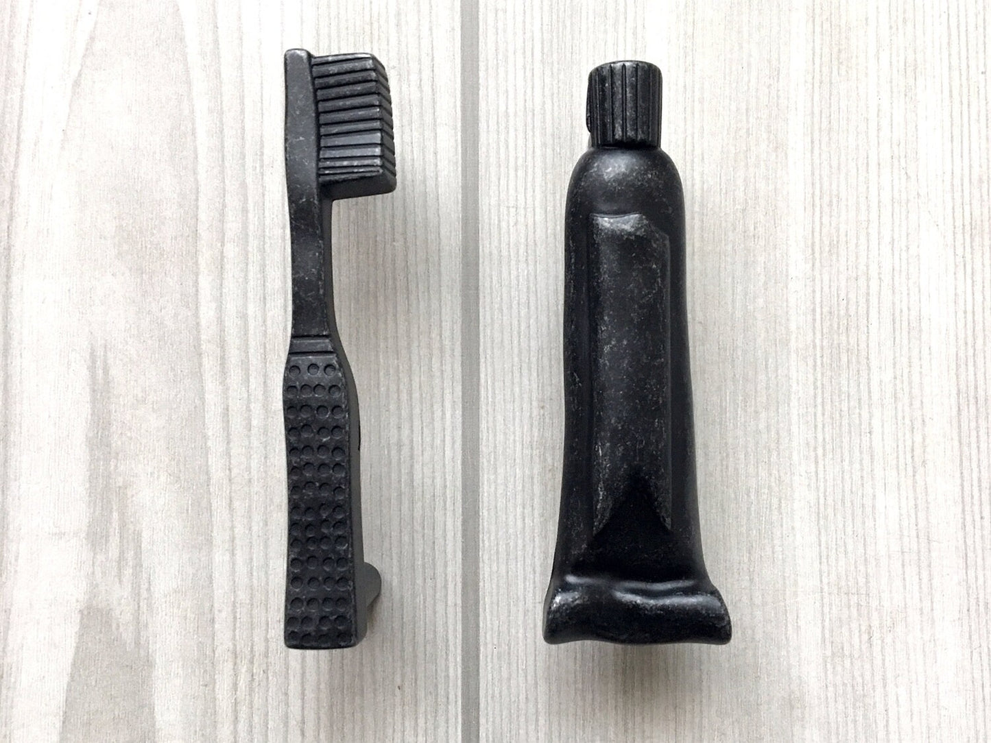 3" Toothbrush Toothpaste Bathroom Cabinet Handles, Antique Black Brass Pewter 76 mm