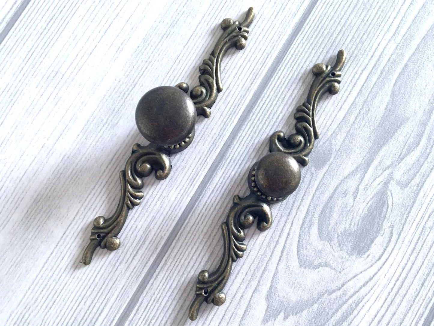 Antique Bronze Drawer Knob with Backplate, Cabinet Pulls Hardware, Vintage Style