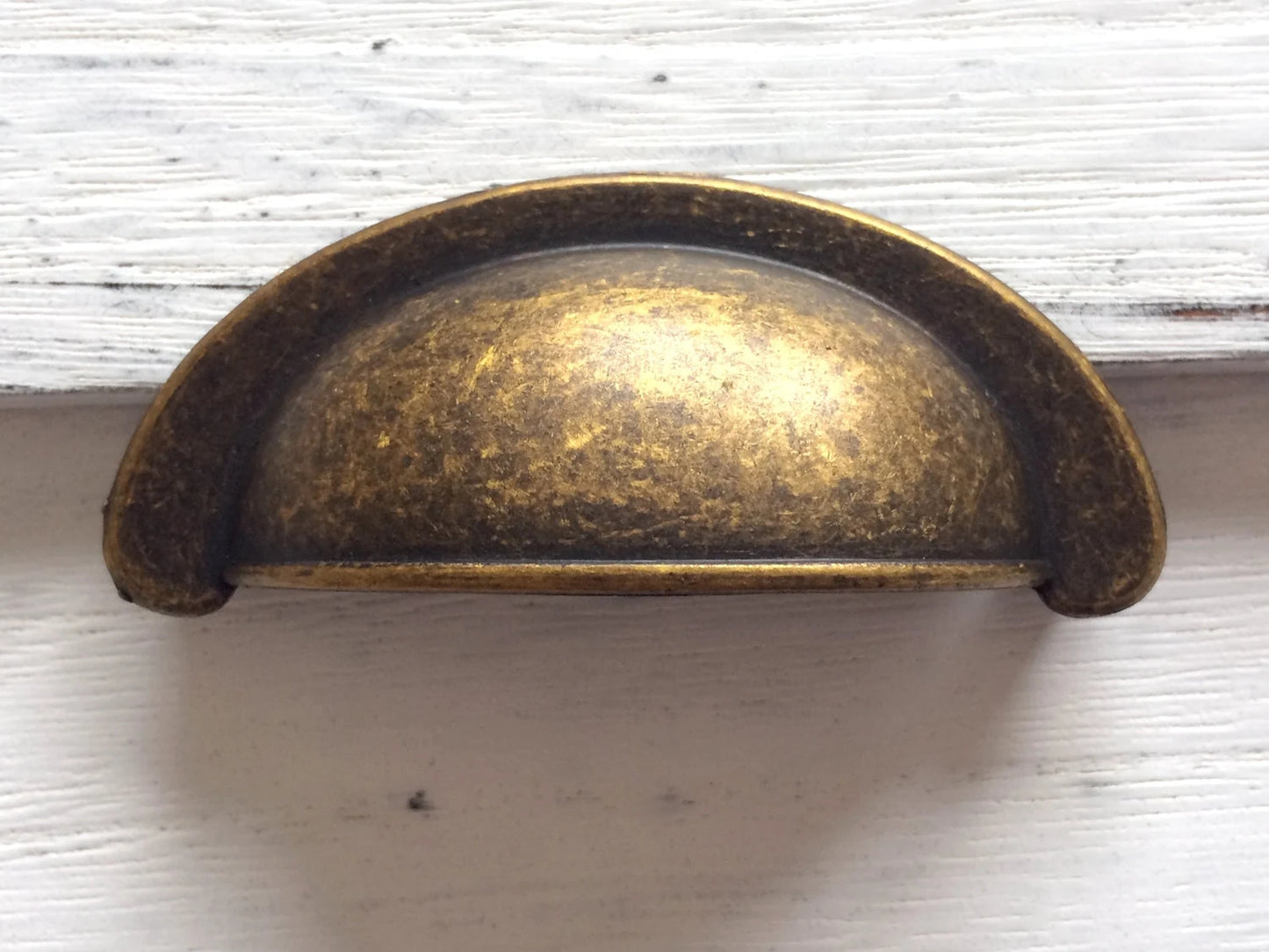 2.75" Cup Drawer Pull & Cabinet Knob in Antique Brass, 2-3/4 Inch 70 mm Centers