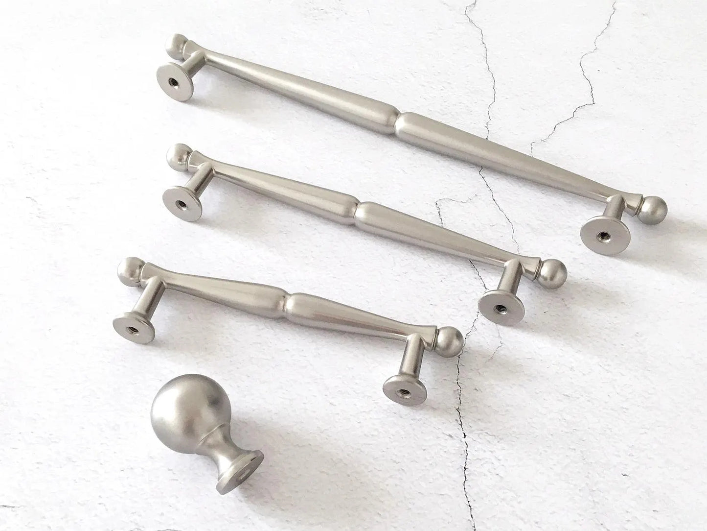Brushed Nickel Cabinet Bar Handles, Kitchen Hardware, 3.75" 5" 7.5" Centers