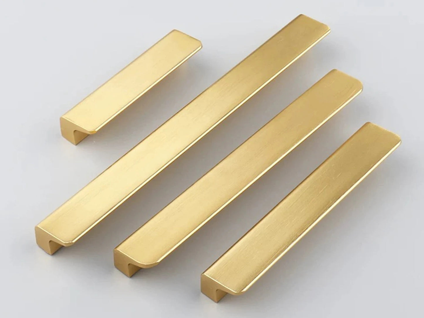 Gold Brass Cabinet Pull Handles, Black, Mid Century Modern, Kitchen Hardware