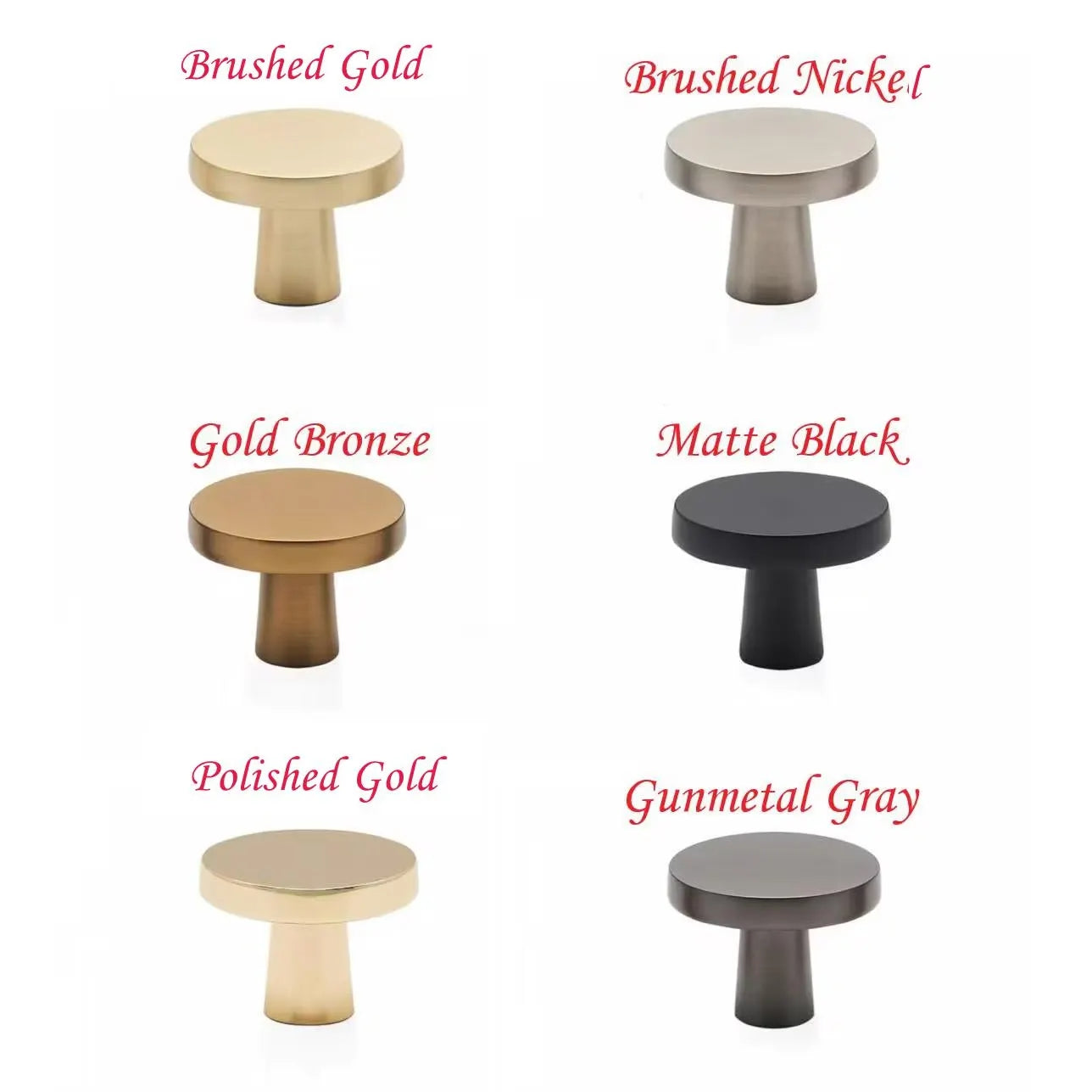Disc Cabinet Knobs, Drawer Pulls, Gold Chrome Nickel Bronze Black Gray, Kitchen Hardware