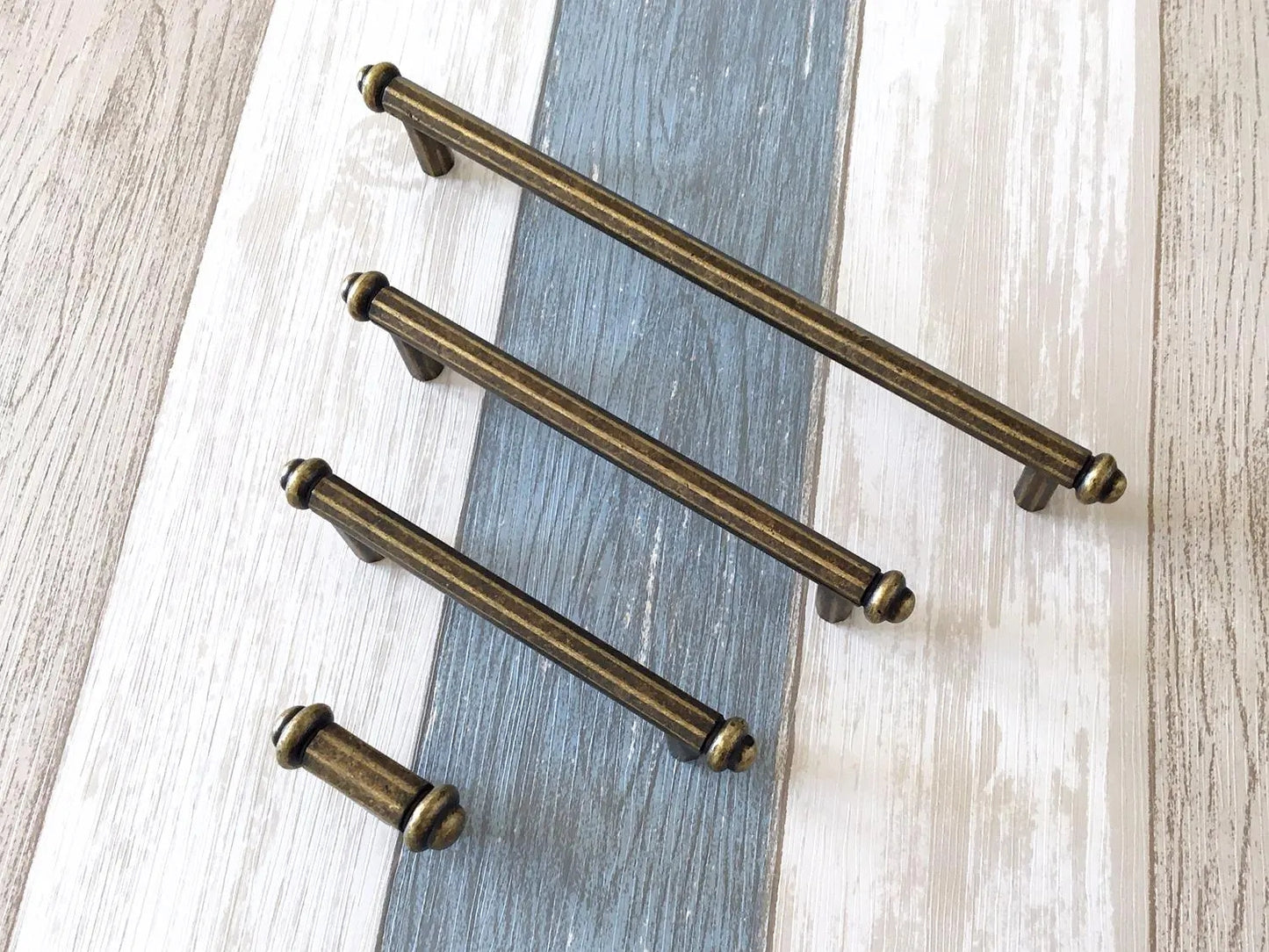3.75" 5" 7.5" Centers Cabinet Bar Handles, Antique Bronze Kitchen Hardware, 96 128 192 mm Holes