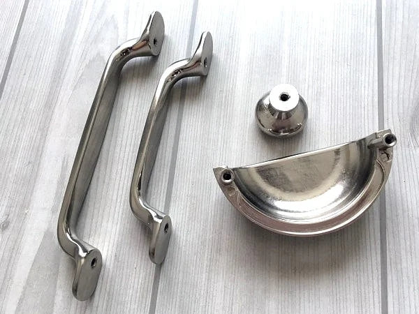 Nickel Cabinet Drawer Pulls Modern Cup Handles 76 96 128 mm Lynn Hardware