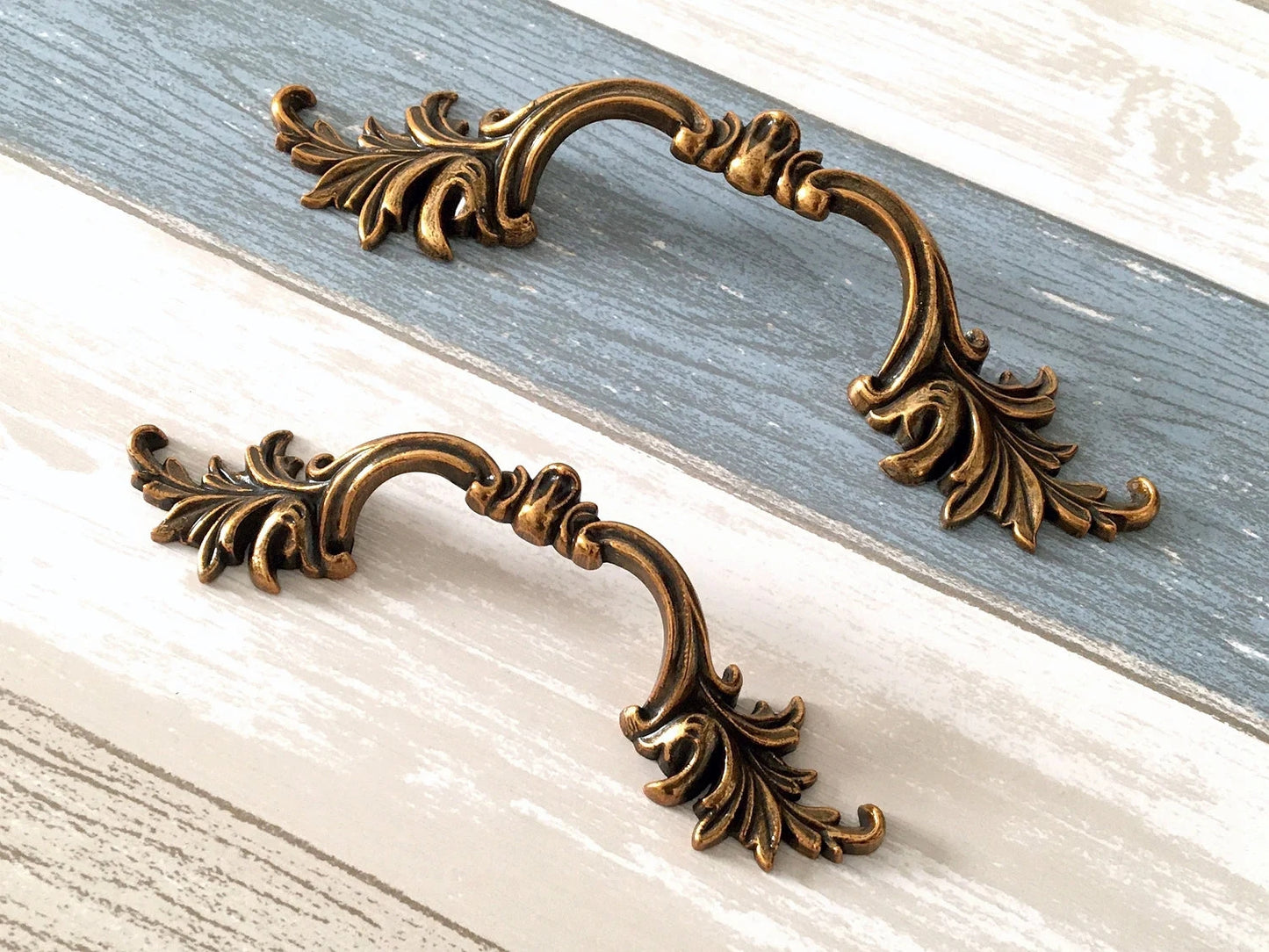 Leafy Drawer Pulls, 3" 3.75" Centers, French Provincial, 76 96 mm Holes