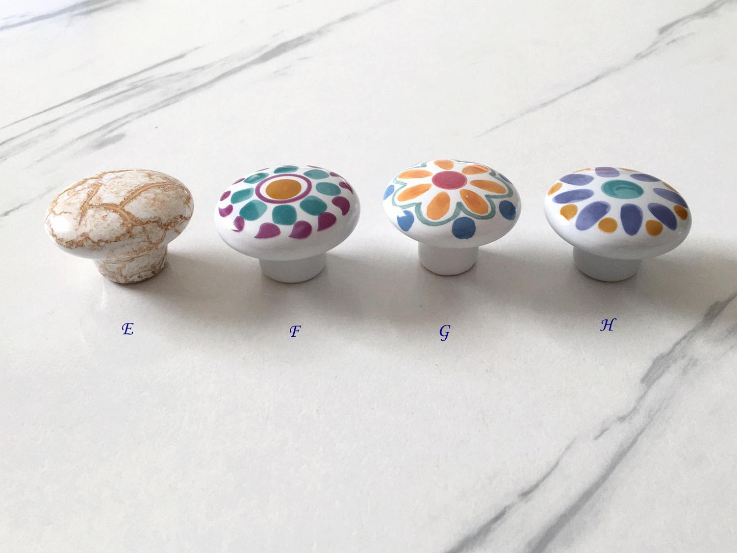 Ceramic Drawer Knobs, Kitchen Cabinet Pulls Hardware, Flower Bird Colorful