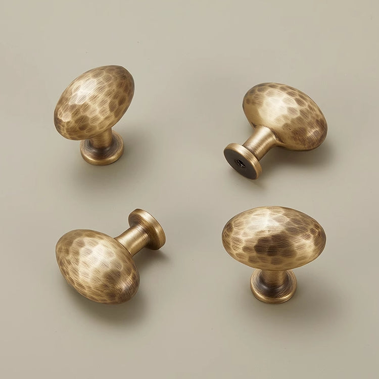 Hammered Brass Knobs, Egg Drawer Pulls, Bronze Gold Silver