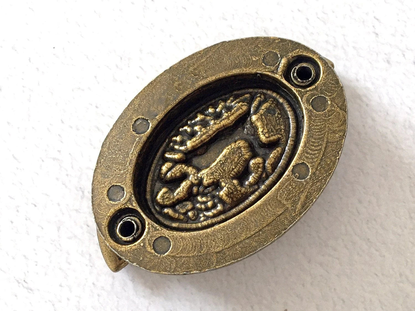 2" Centers Bail Drawer Pulls Antique Gold Brass, Oval Vintage Style Hardware
