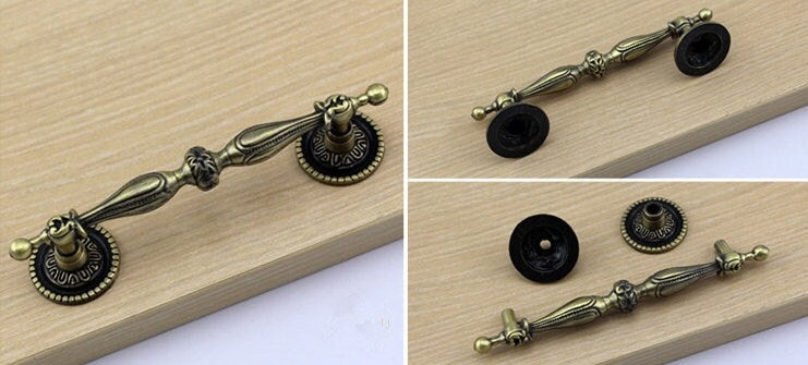 2.5" 3.75" 5" Drawer Pulls, Single Drop Knob, Swing Bail Handle, Antique Bronze