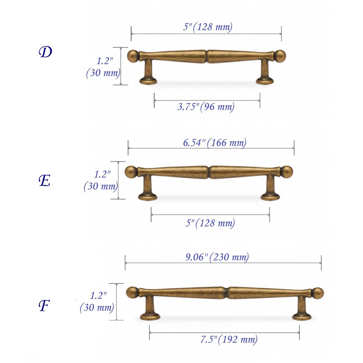 Antique Bronze Cabinet Bar Handles, Retro Drawer Pull, Kitchen Hardware, 3.75" 5" 7.5" Centers