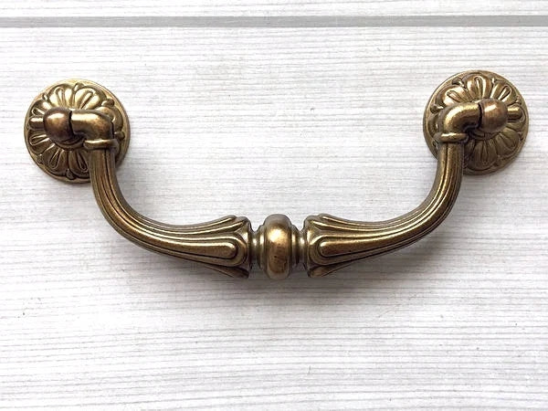 3.75" 4.5" Drop Bail Drawer Pull Handles Antique Brass Vintage Style