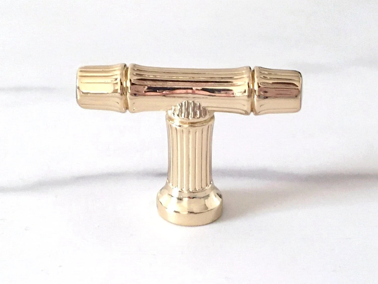 Bamboo Drawer Handles, Polished Gold, Kitchen Cabinet Hardware, 3.75" 5" 7.5" Centers