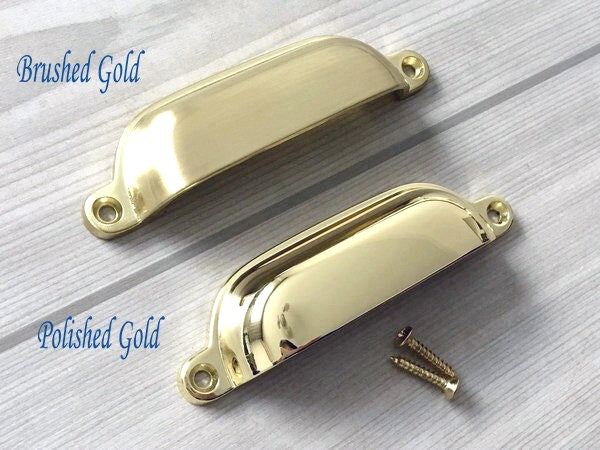 3.75" Centers Cup Drawer Pull, Gold, Silver, Bronze, Nickel, Pewter