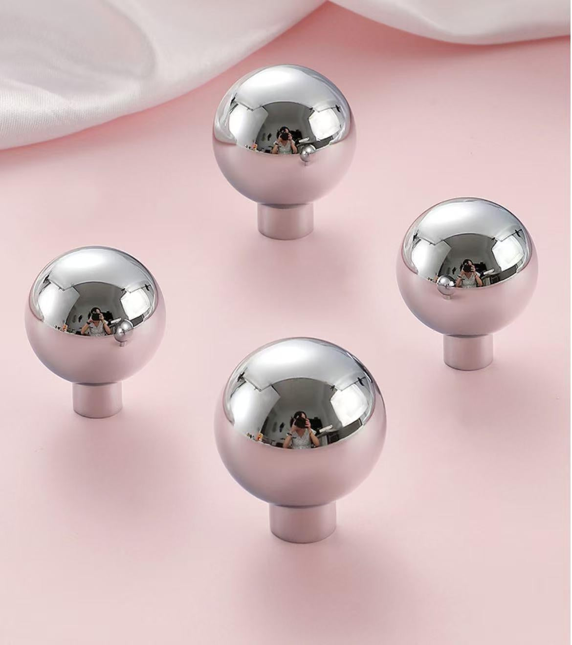 Ball Cabinet Knob, Solid Brass, Polished Chrome Drawer Pull, Kitchen Hardware