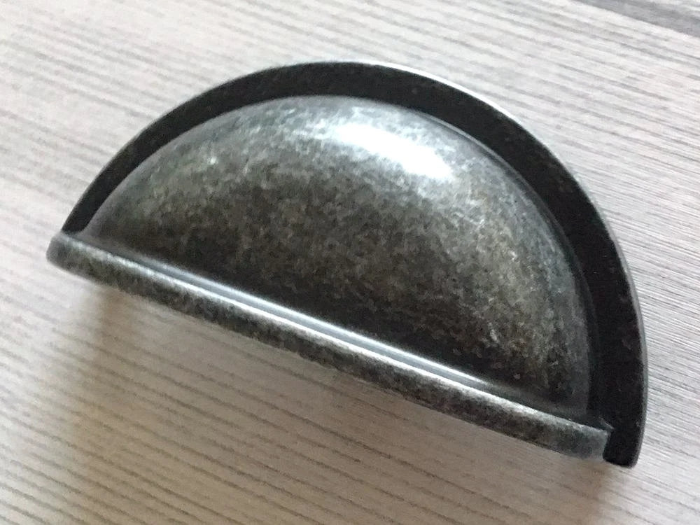 Antique Pewter Cup Drawer Pulls, Cabinet Handles, Kitchen Hardware