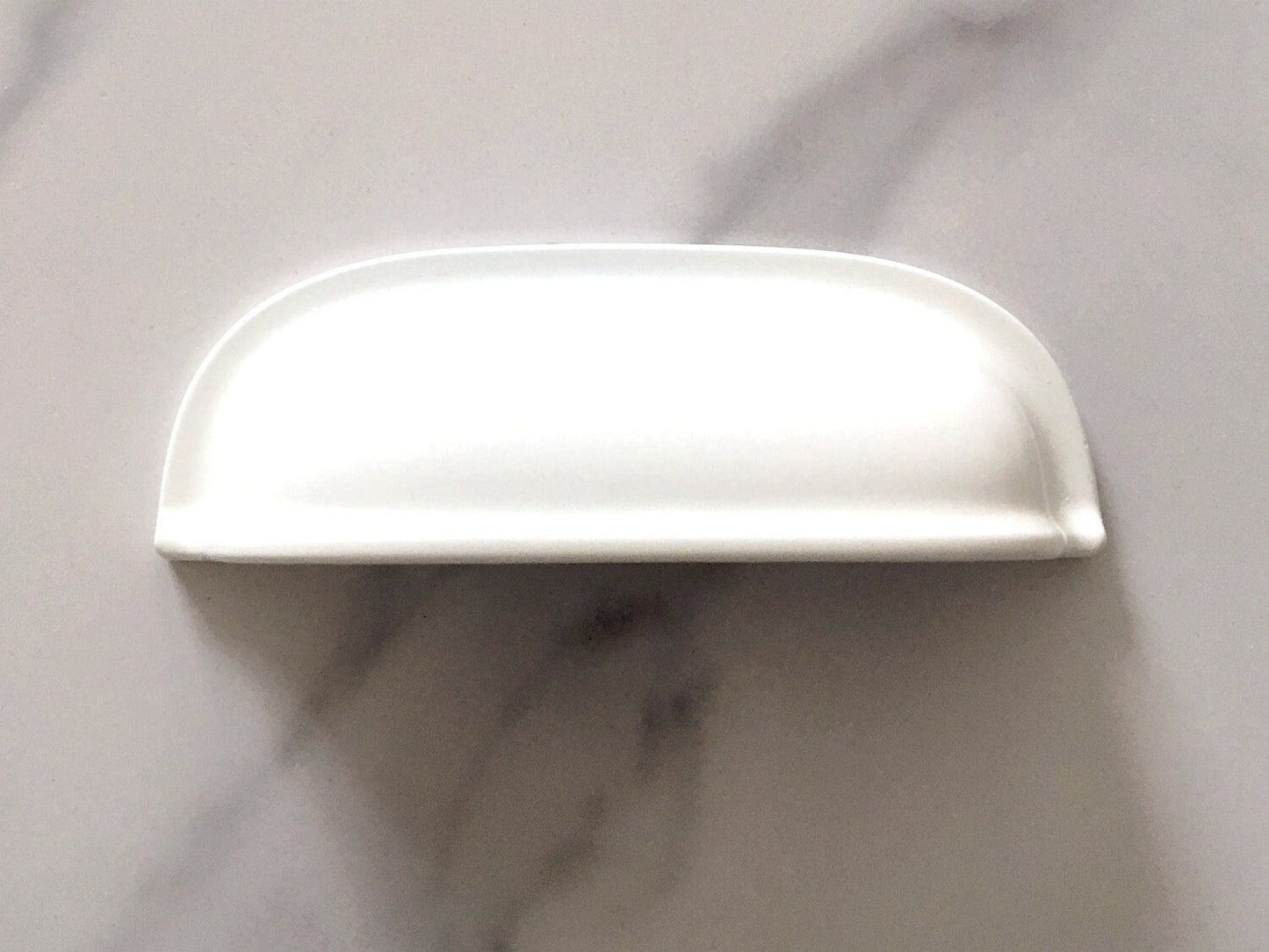 2.5" Centers White Cup Drawer Pulls with Knobs