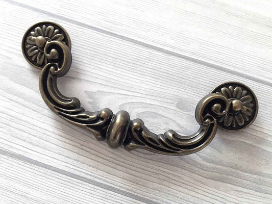6" 152 mm Large Swing Drawer Pulls, Antique Bronze/Black