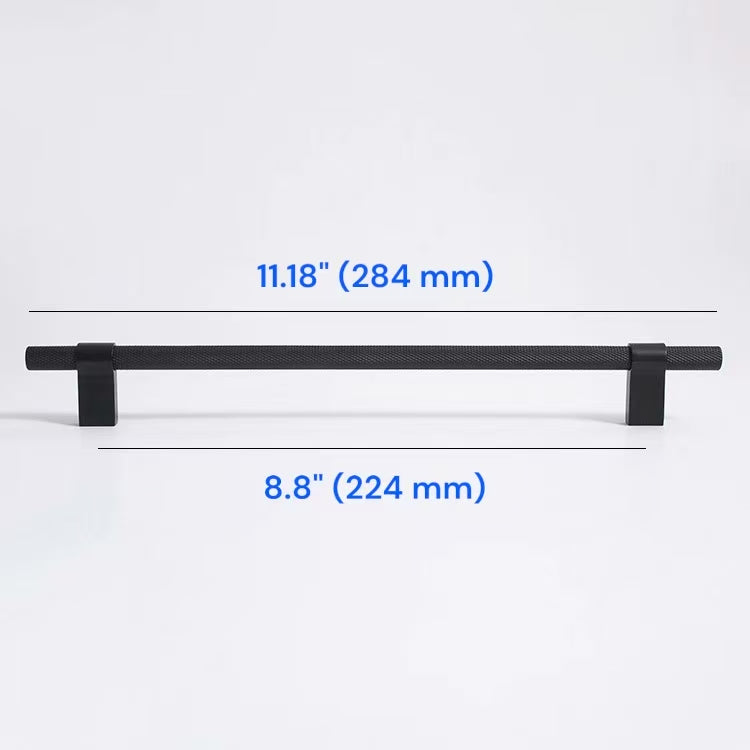 Knurled Cabinet Bar Pulls 96 128 224 320 mm, Brass / Matte Black, Sleek Modern Kitchen Hardware