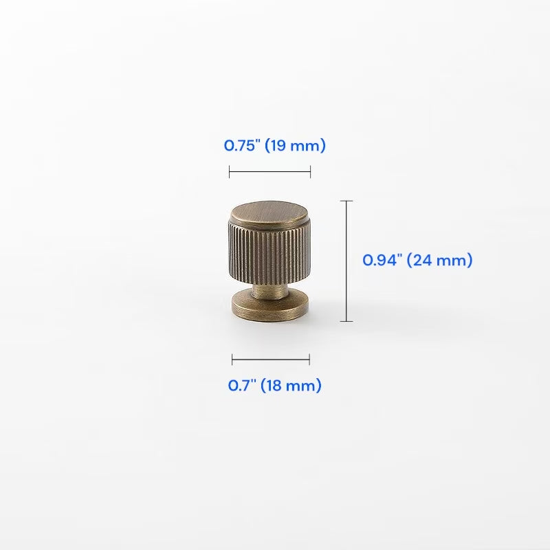 Fluted Brass Cabinet Pulls 96 128 160 224 256 320 mm, Antique Bronze Knurled Kitchen Hardware