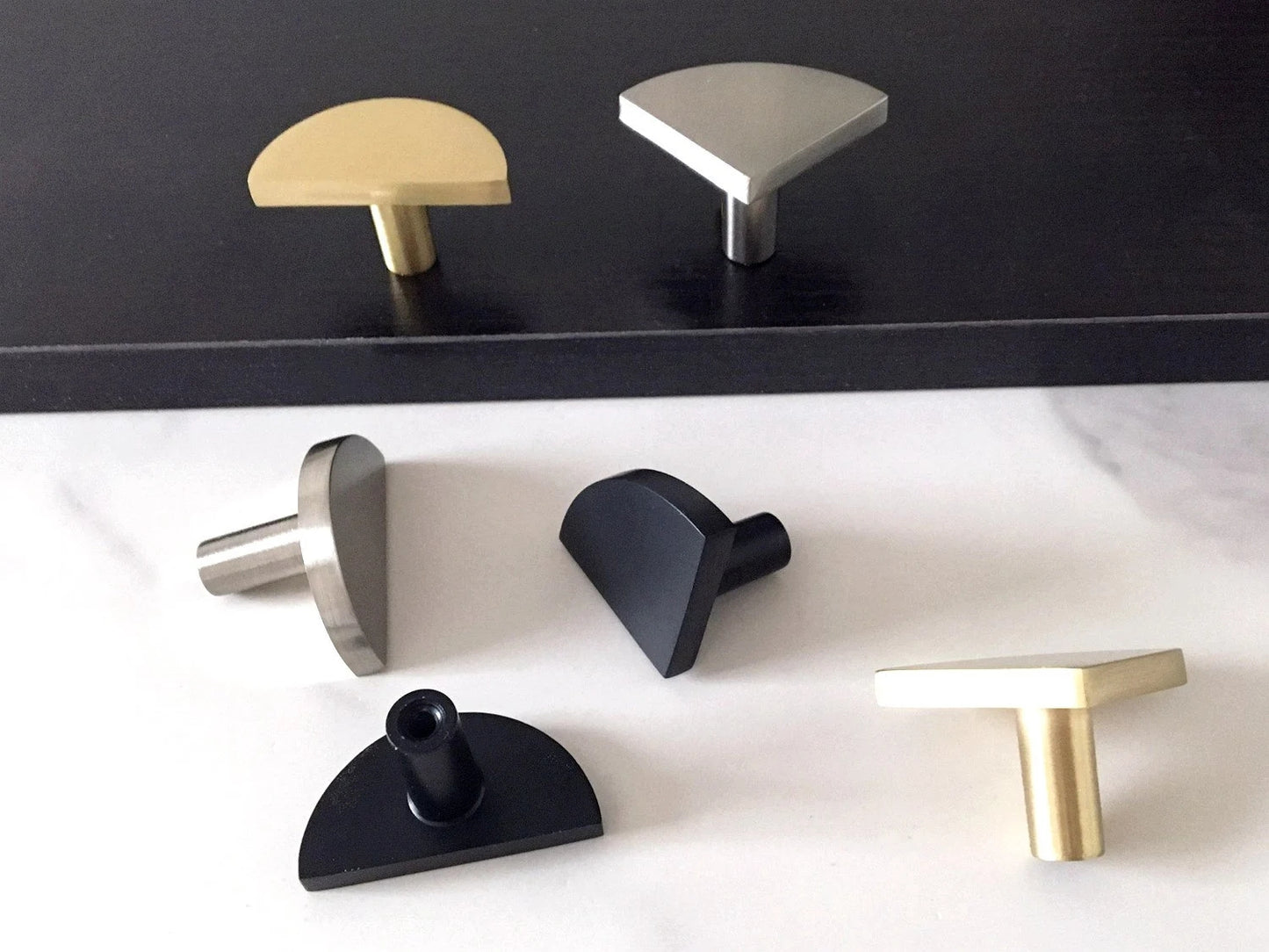 Half Circle, Quarter Moon, Drawer Knob, Brushed Gold, Nickel, Black