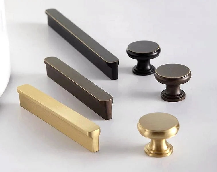 Solid Brass Cabinet Pulls, Simple Minimalism, Brushed Gold Brass, Matte Black, Coffee Bronze
