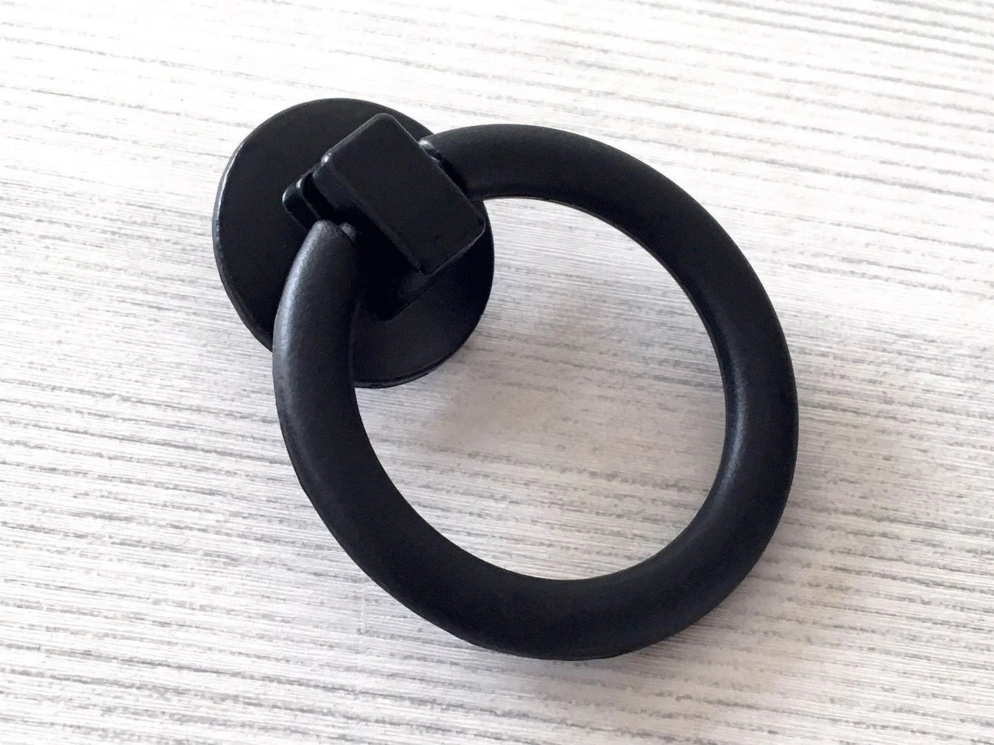 4.5" Black Bail Drawer Pull Handles, Round Knob and Drop Ring