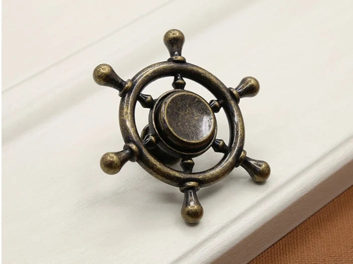 Rudder Knobs, Nautical Drawer Pulls, Kitchen Cabinet Hardware, Black Gold Antique Bronze Chrome Silver