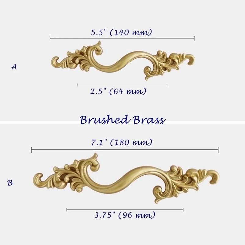2.5" 3.75" Brass Drawer Pull Handles, Antique Bronze,  French Provincial Hardware 64 96 mm
