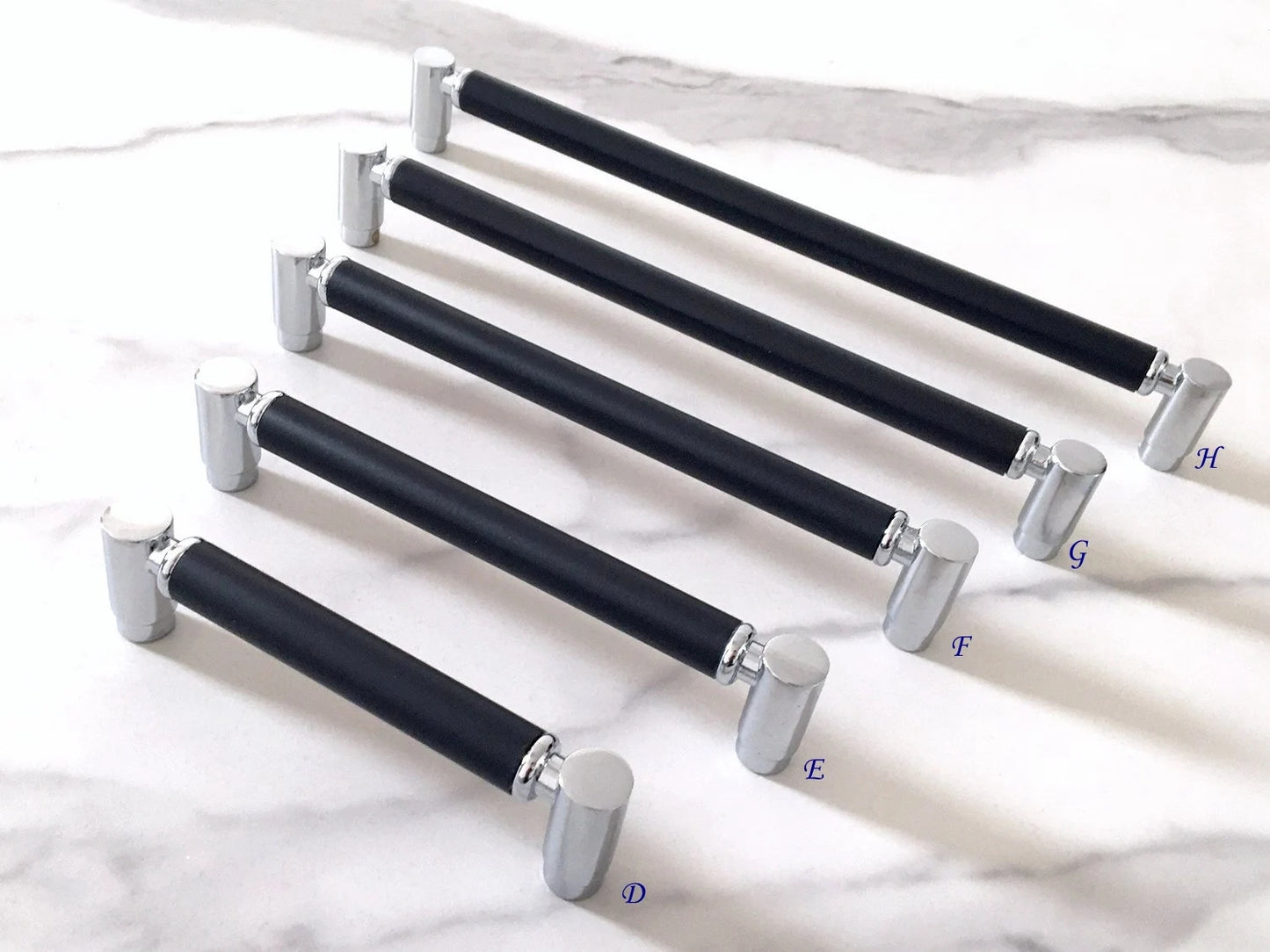 Black Silver Cabinet Pulls, Circle Knobs, Minimalist Kitchen Hardware