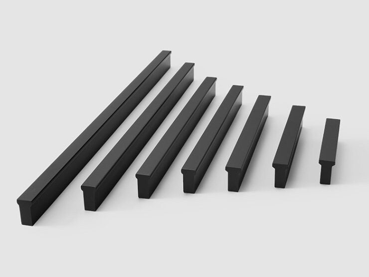 Mid Century Drawer Pulls, Cabinet Handles, Brushed Gold Brass, Matte Black