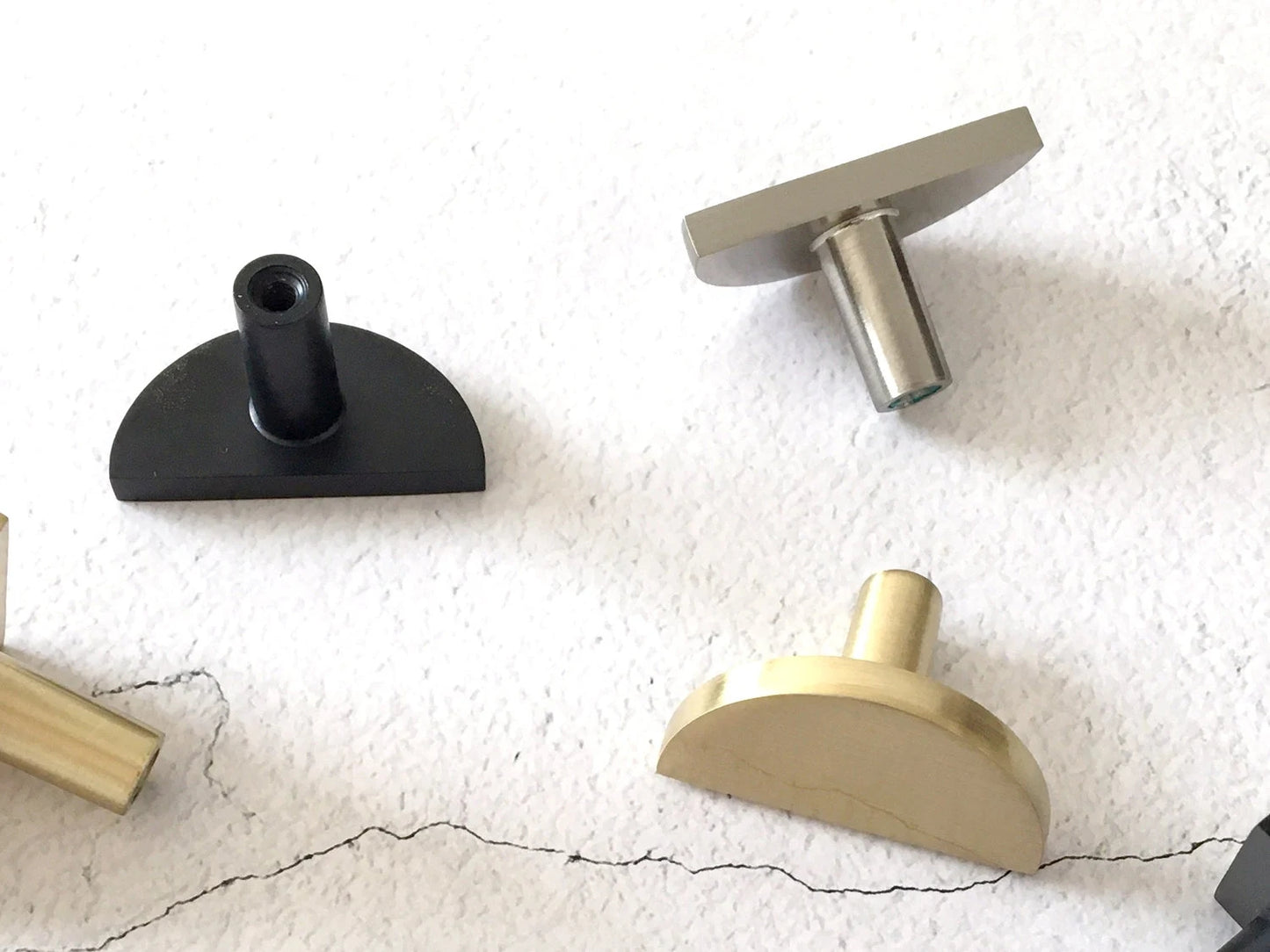 Half Circle Drawer Knobs, Brushed Gold, Nickel, Black
