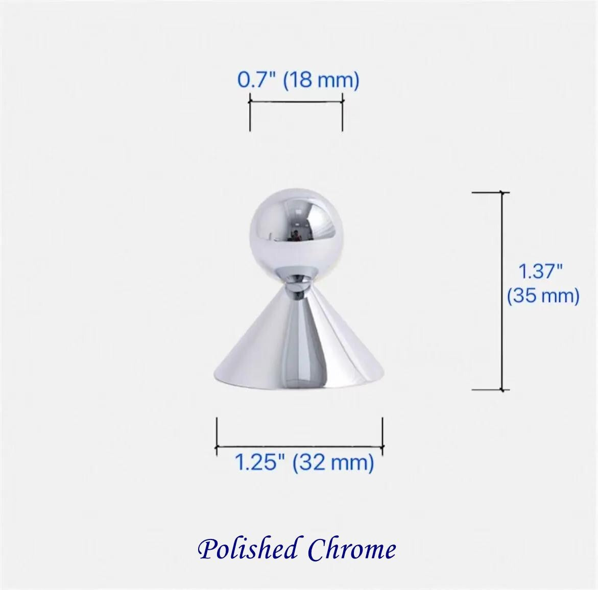 Ball Brass Knob with Conical Base, Drawer Pulls, Chrome Bronze Gold, Scandinavian Kitchen Cabinet Hardware