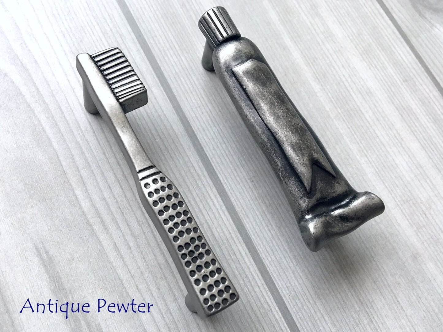 3" Toothbrush Toothpaste Bathroom Cabinet Handles, Antique Black Brass Pewter 76 mm