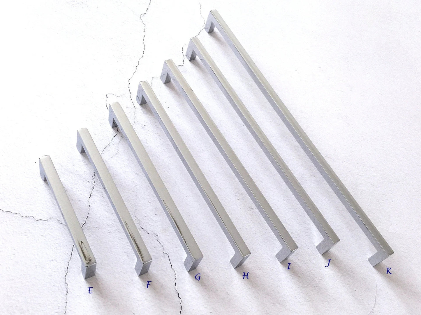 Polished Chrome Cabinet Pulls, Square Drawer Handles, Modern Kitchen Hardware
