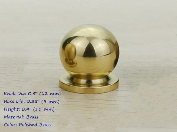 1/2" Dia Mini Drawer Pull, Brass Jewelry Box Knobs, Tiny Crystal Hardware