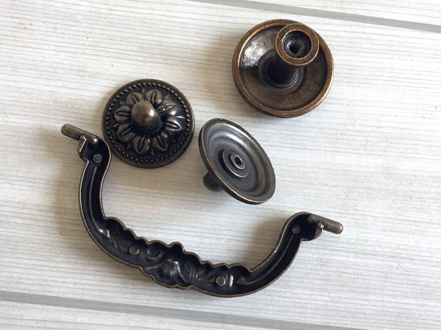 3.75" 5" Vintage Style Bail Drawer Pulls Drop Handle Dark Antique Brass