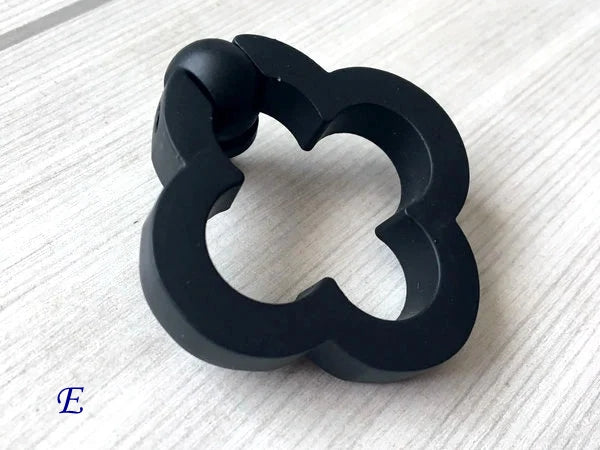 Drop Ring Drawer Pulls, Circle Cabinet Knobs, Matte Black, Rectangular, Clover