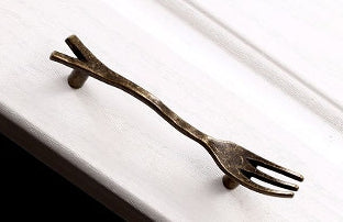 3" Cutlery Kitchen Cabinet Door Handle, Spoon Fork Knife, Antique Bronze Silver