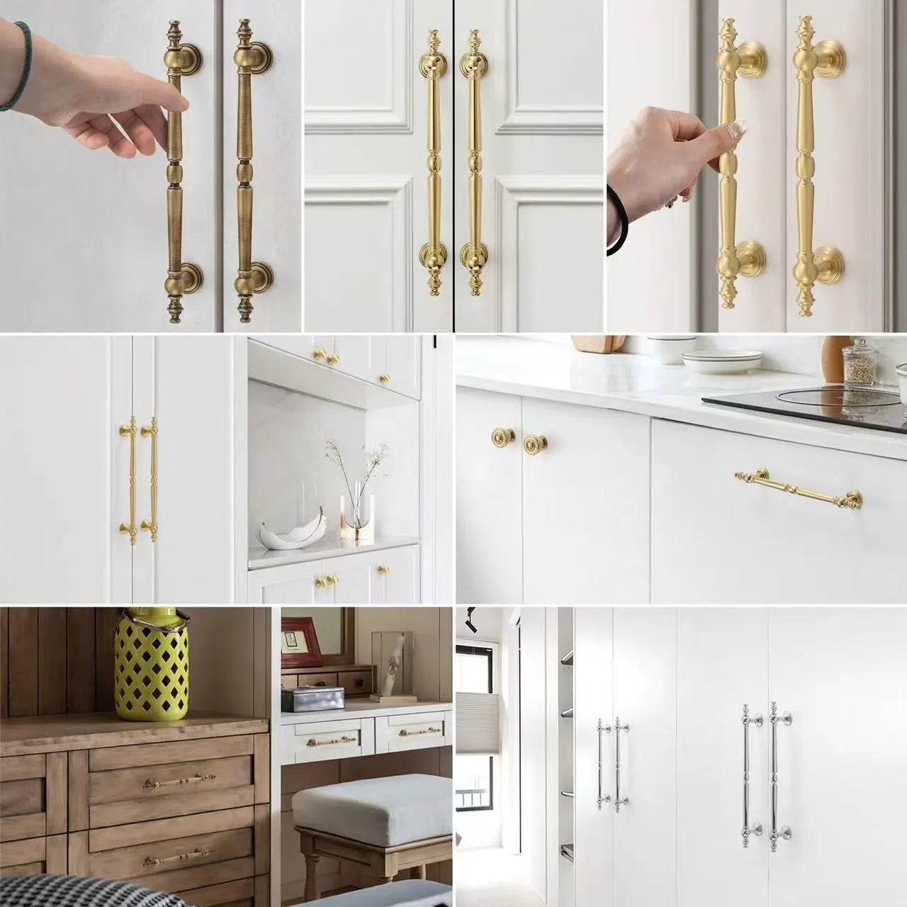 Brass Kitchen Cabinet Handle, European Style MCM Vanity Drawer Pull, Chrome Antique Bronze