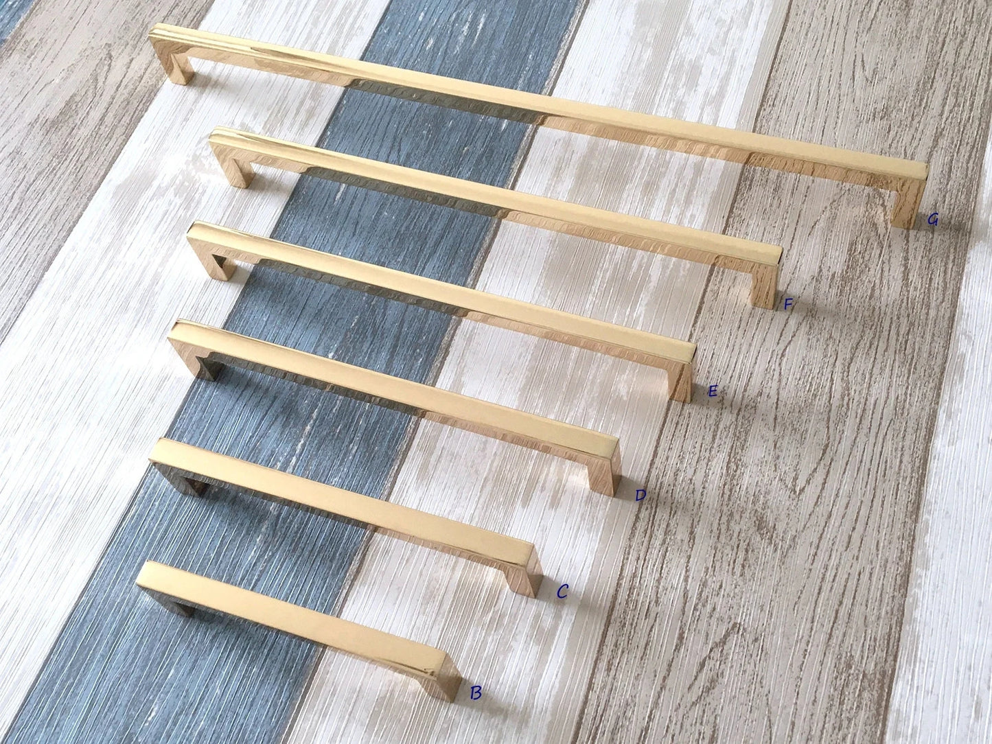 Polished Gold Cabinet Pulls, Circle Drawer Knobs, Slim Square, Modern Kitchen Hardware
