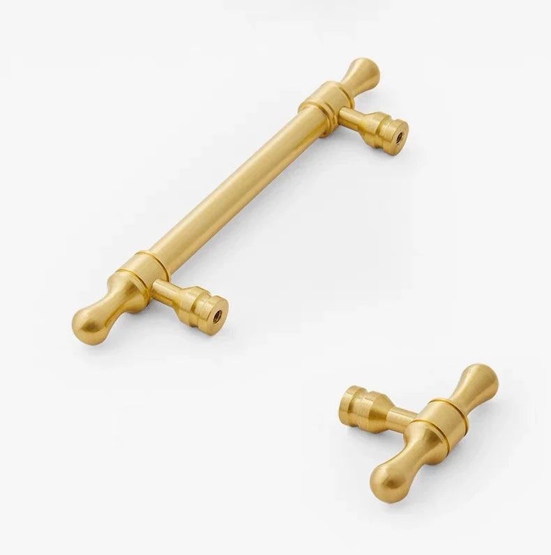Cabinet Bar Pulls, Solid Brass, Brushed Gold, Modern Mid Century Kitchen Hardware