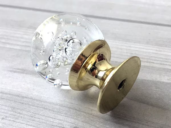 Bubble Glass Knobs, Gold, Silver, Drawer Pulls, Kitchen Cabinet Hardware