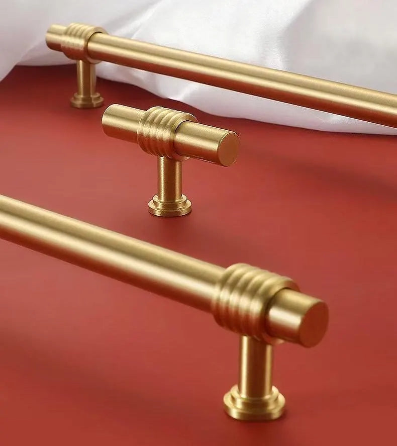 Brushed Brass Cabinet T Bar Handle Gold Vanity Pull, Kitchen Hardware