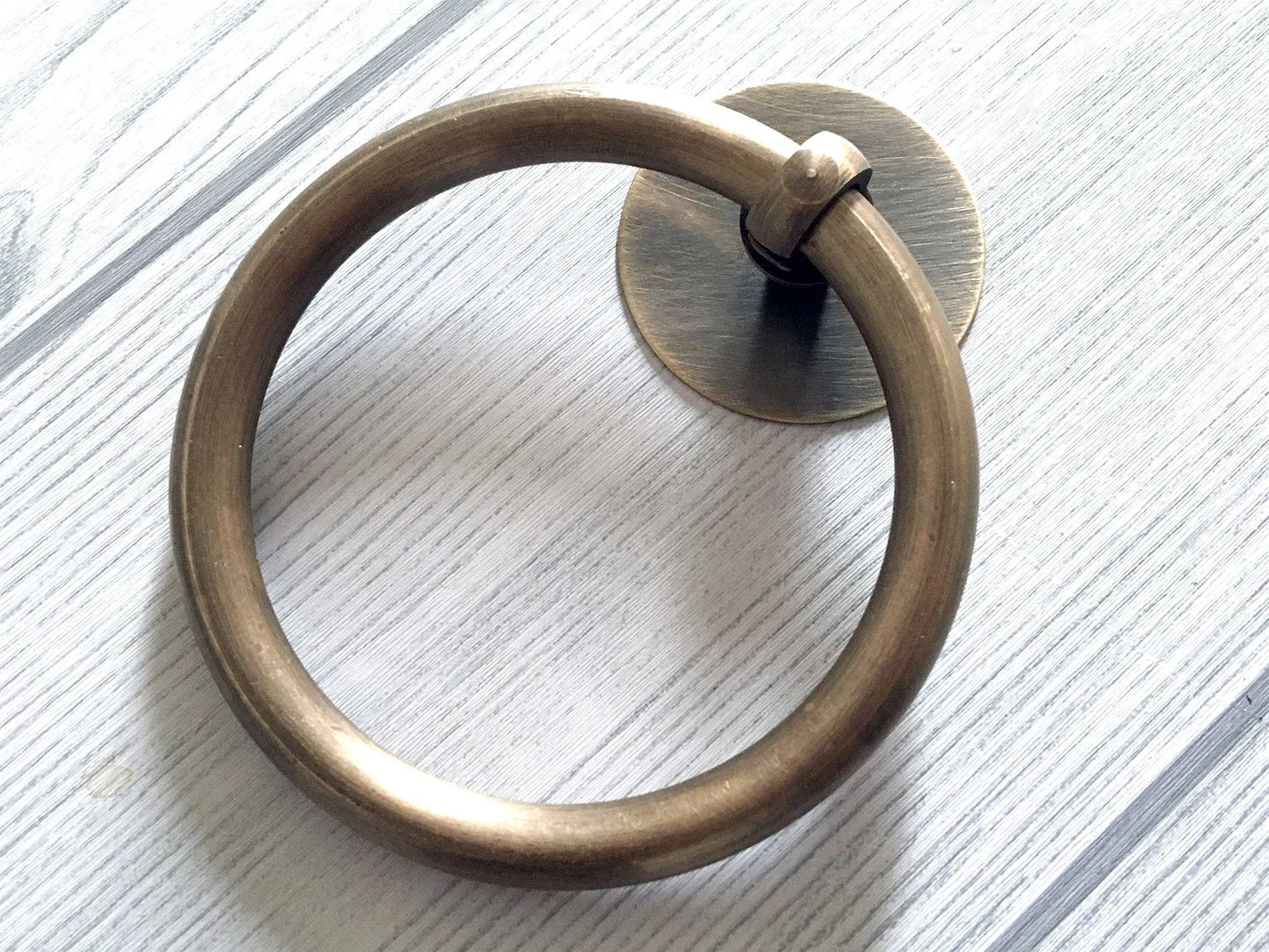 Dia 3.1" 80 mm Large Brass Drop Ring Drawer Pull Vintage Style, Unlaquered, Bronze Gold