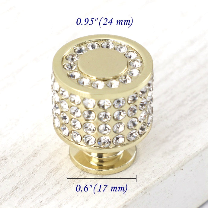Crystal Drawer Pulls, Rhinestone Cabinet Knobs, Polished Chrome, Gold, Round, Cylinder, Square
